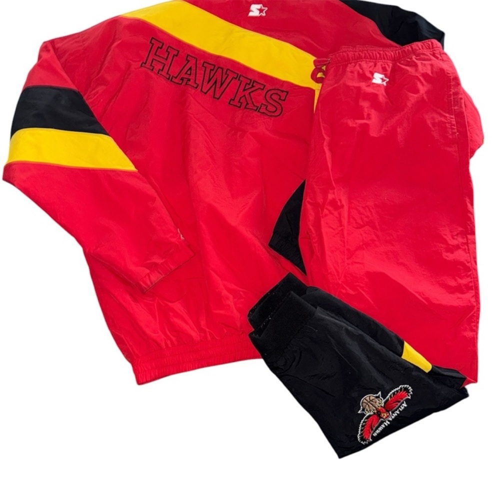 Atlanta Hawks Starter Red, Yellow, and Black Tracksuit with Logo